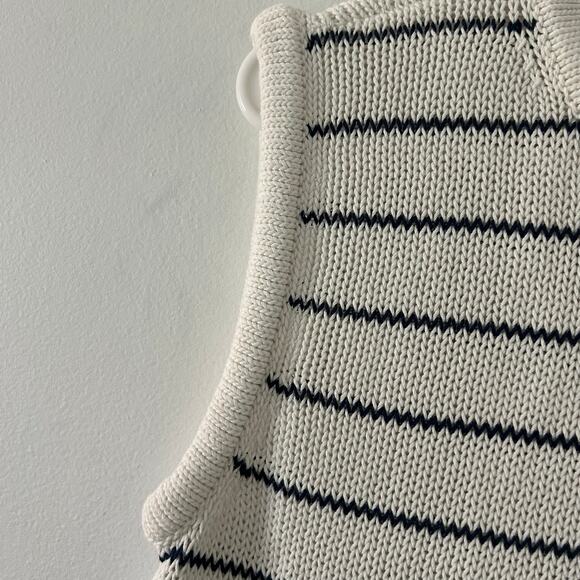 Madewell Women's Puff Trim Sweater Vest in Navy Stripe Relaxed M Medium New - Picture 4 of 9